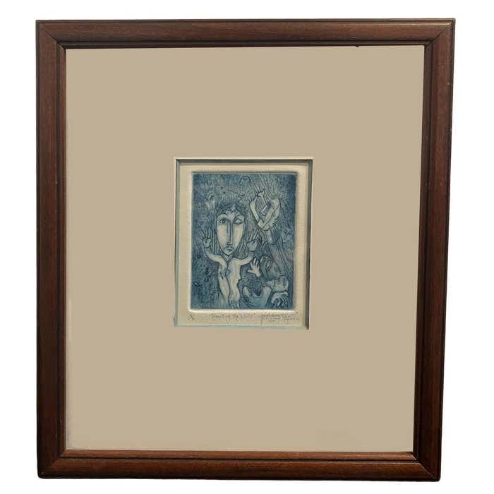 Heart of the World II, Lithograph by John Anthony Miller: Title: Heart of the World II, Lithograph by John Anthony Miller Description: "Heart of the World II" (1988), lithograph numbered 11/30, dated and signed by John Anthony Miller, unfolds a tense, dense,