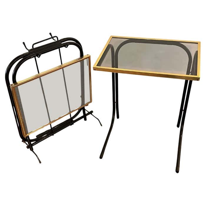 Pair of Occasional Folding Tables with their Black Iron Support (1 of 5)