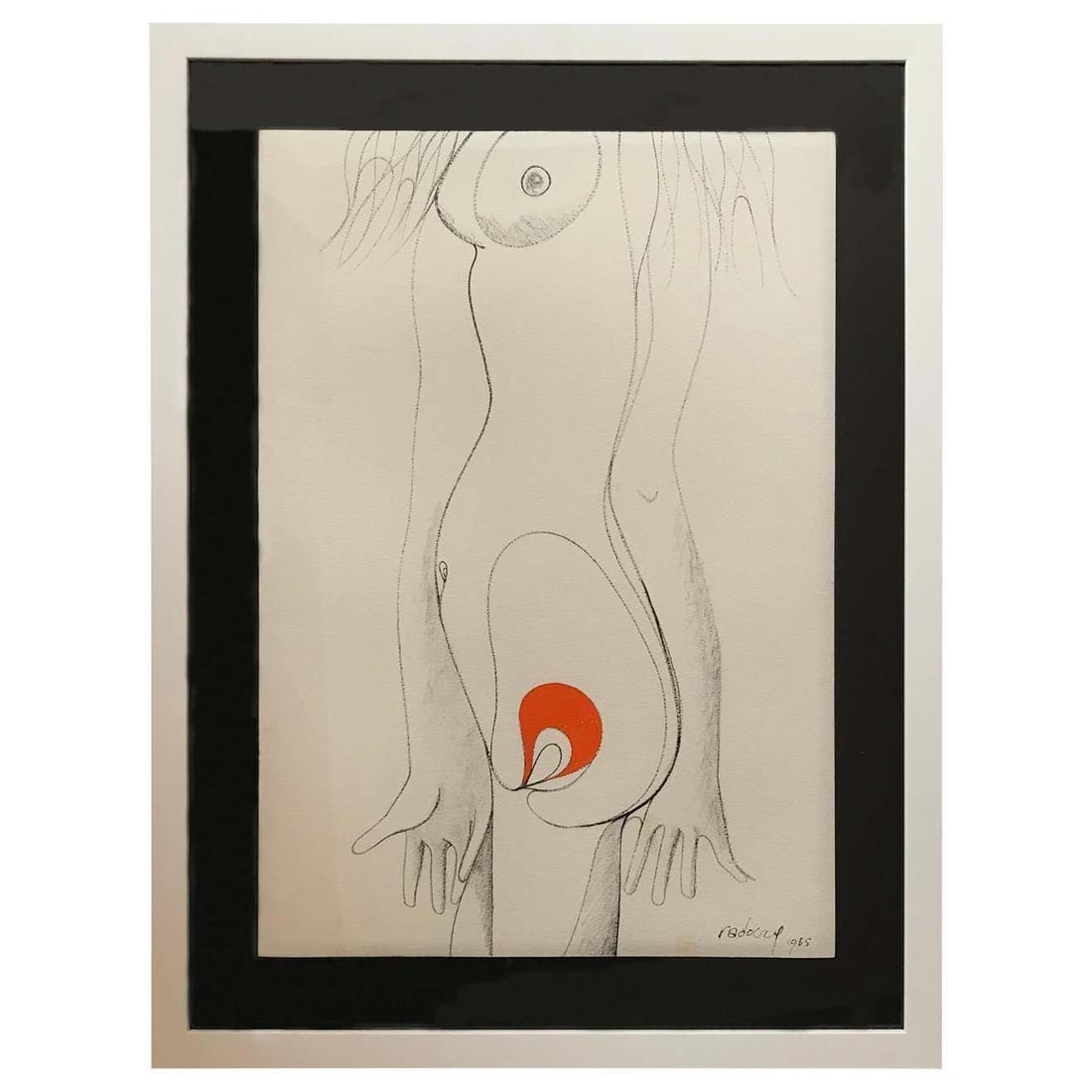 Pregnancy Drawing by Albert Radoczy: Title: Pregnancy Drawing by Albert Radoczy Description: A nude drawing and gouache highlighting the pregnancy mystery. Signed Radoczy, 1965. Albert Radoczy was a painter from the NY Tristate area, mos