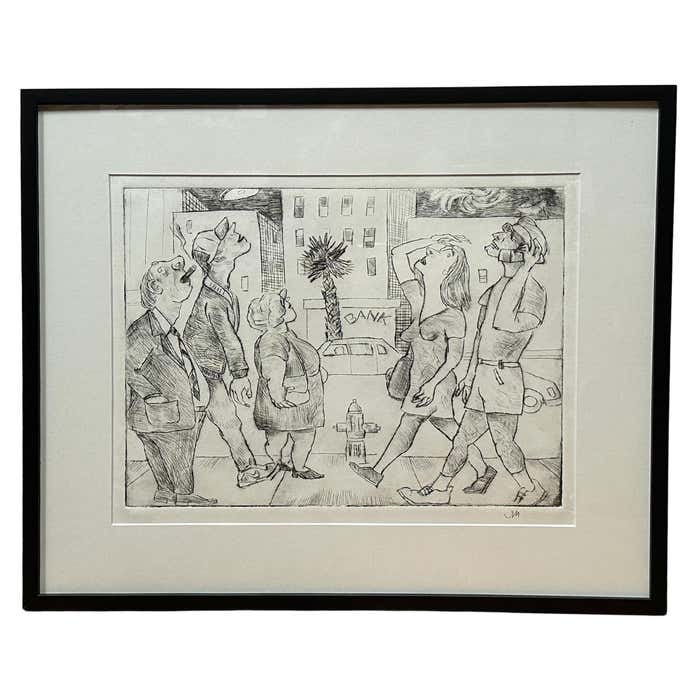 Satirical Monogrammed Drawing by Unknown Artist (1 of 10)