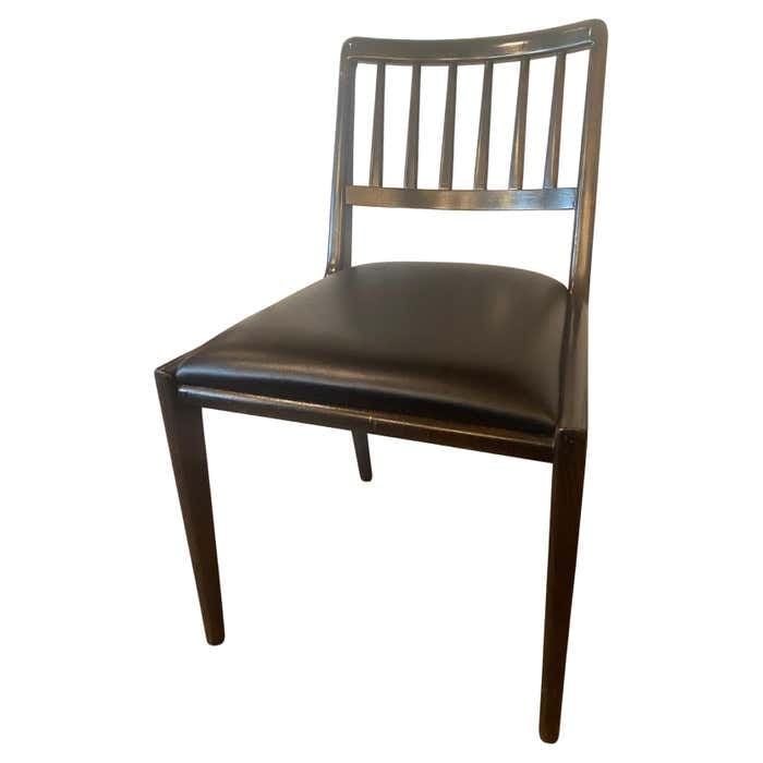 Spindle-Back Dunbar Model Dining Chair by Edward Wormley: Title: Spindle-Back Dunbar Model Dining Chair by Edward Wormley Description: Designed by Edward Wormley for Dunbar in the 1950s, this dining chair features a spindle-back design and a sculptural walnu
