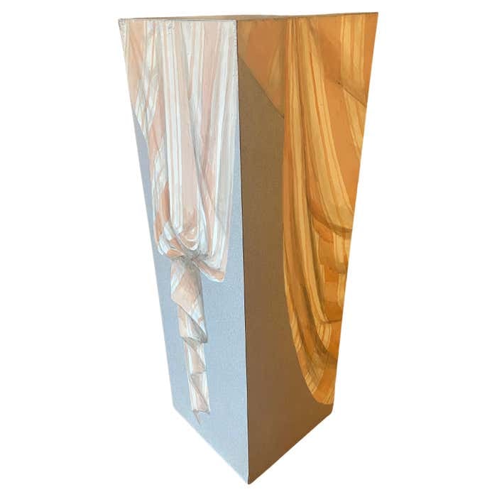 Unique Hand-painted Trompe l'œil Drapery Design Pedestal (1 of 6)