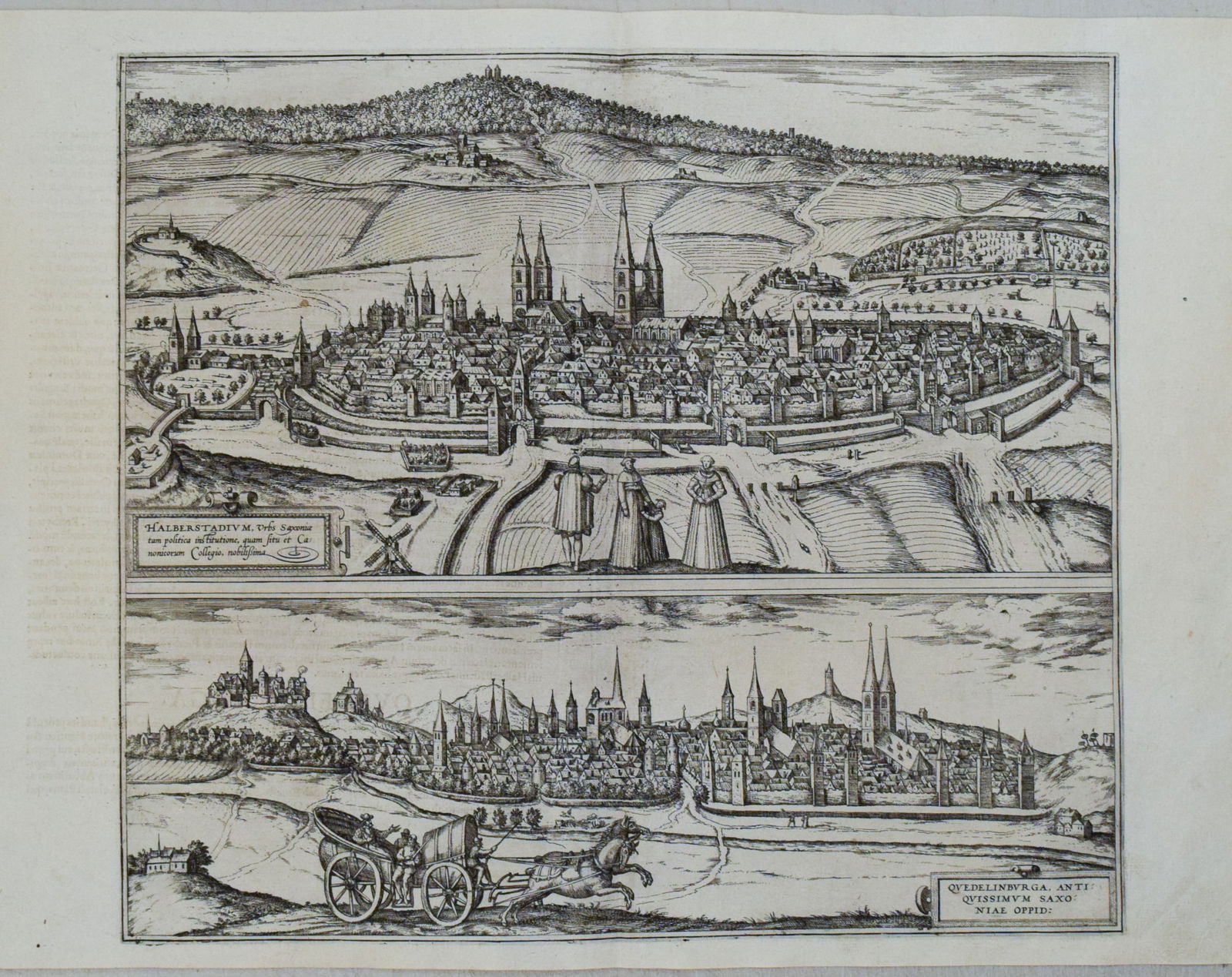 1582 Braun and Hogenberg View of Halberstadt and Quedlinburg in Saxony -- Halberstadium, Urbs (1 of 1)
