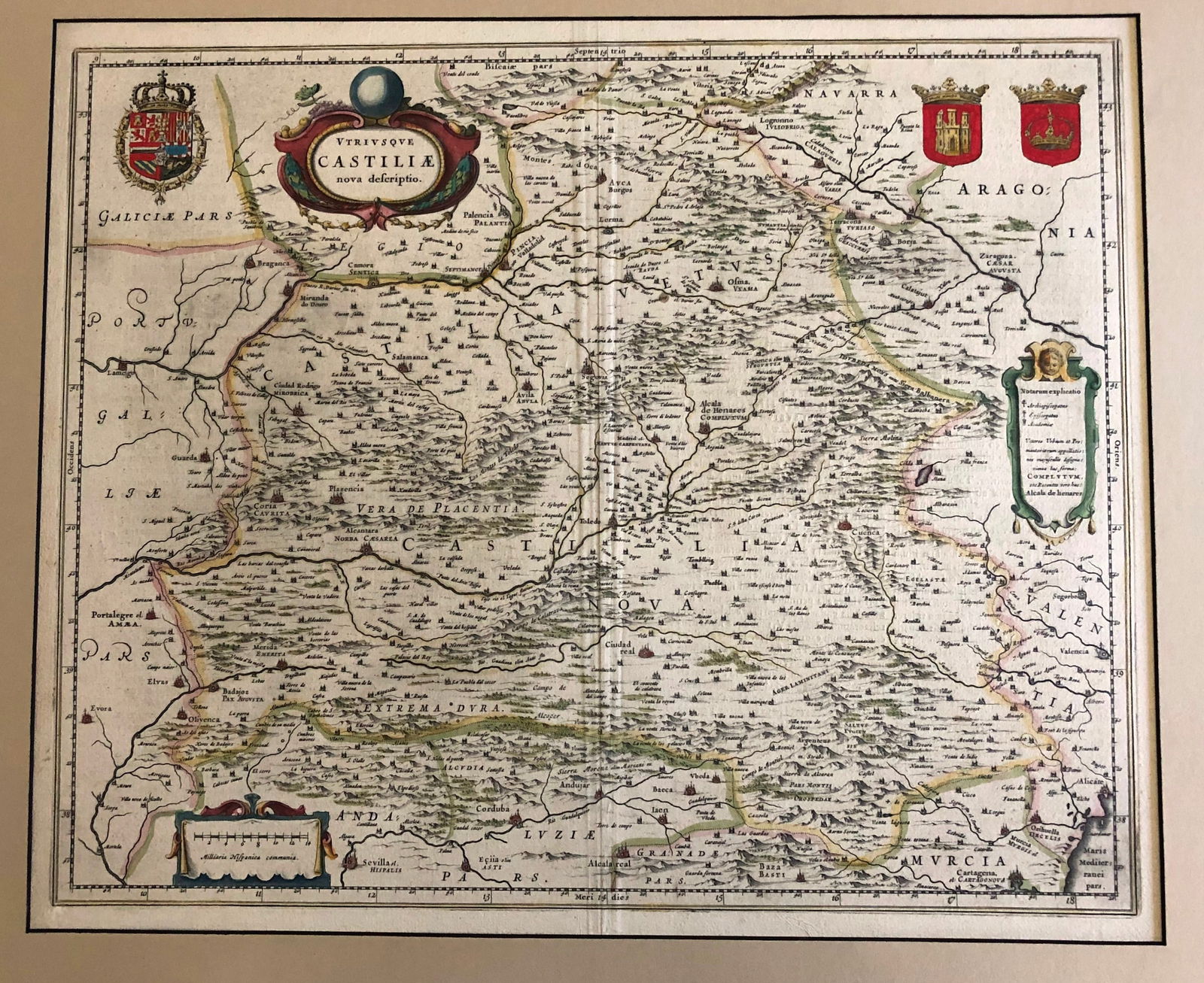 1634 Blaeu Map of Central Spain -- Utriusque Castiliae Nova Descriptio (1 of 1)