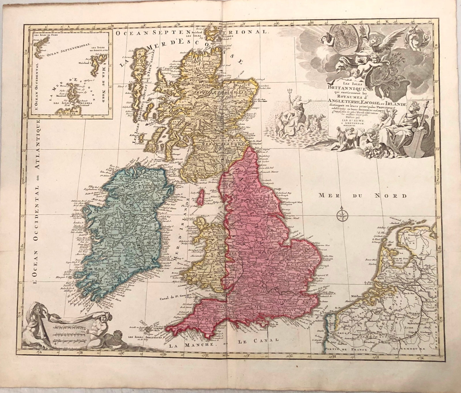1792 Elwe Map of the British Islands -- Les Isles Britanniques qui contiennent les Royaumes (1 of 1)