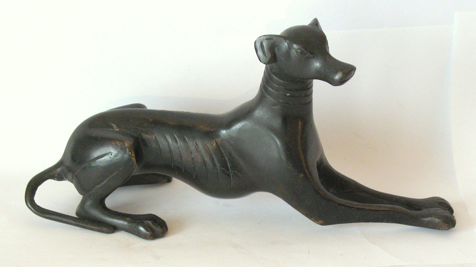 Antique cast bronze Greyhound paper weight. (1 of 4)