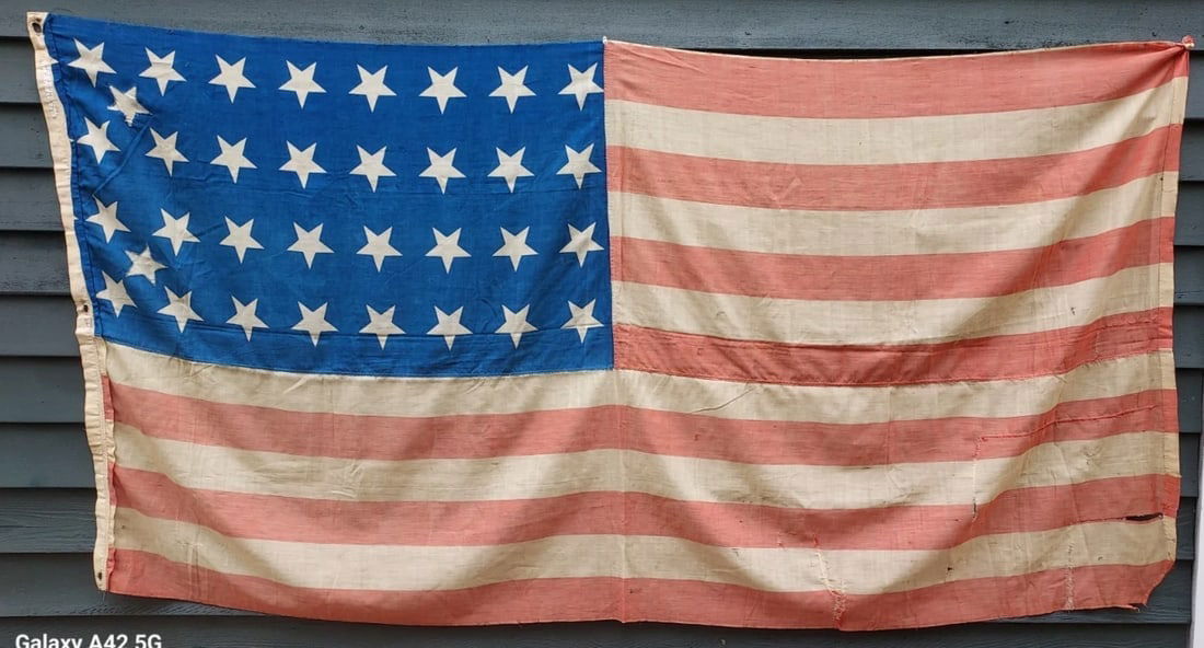 American Flag 34 Stars Civil War Printed Possible Soldier Flag L.T Howard Boston (1 of 13)