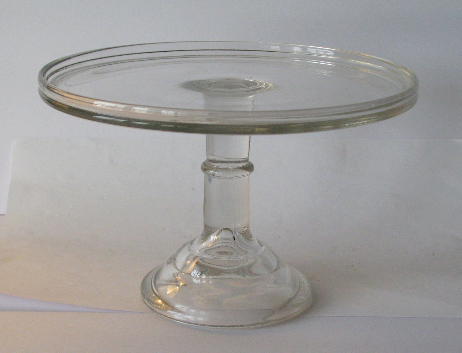 Antique clear glass cake pedestal stand. (1 of 5)