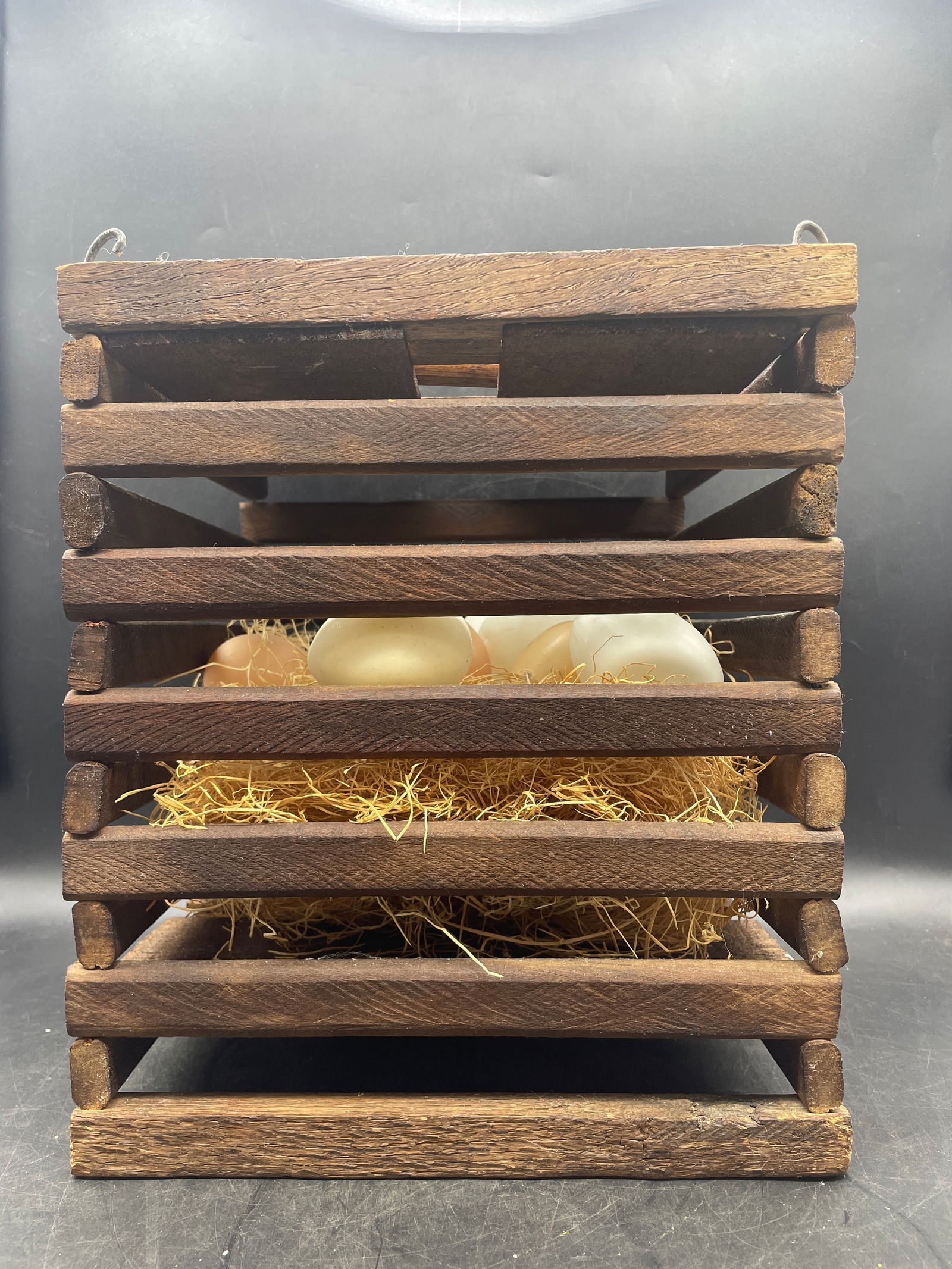 Primitive Farmhouse Wooden Egg Crate Carrier Farm - 6