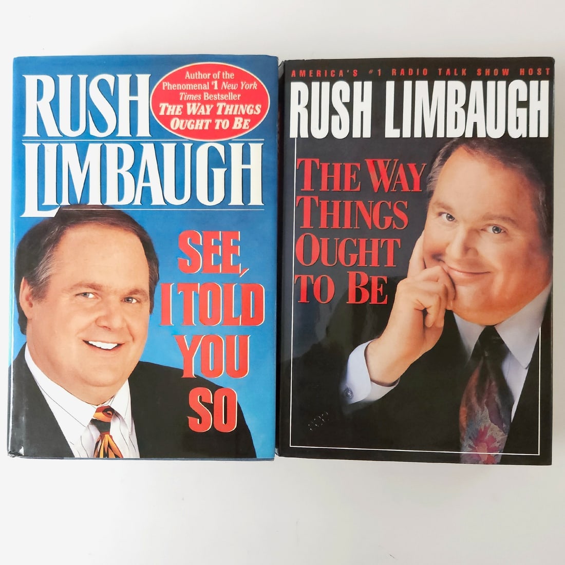 Pair of Rush Limbaugh Hard Cover Books with Dust Jacket: Title: Pair of Rush Limbaugh Hard Cover Books with Dust Jacket Description: The Way Things Ought to Be 20th Printing 1992 HC DJ See I Told You So Auto Signed 1993 12st Ed HC DJ VG Condition Date Perio