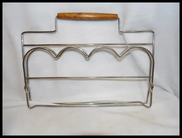 Libbey Mid-Century Silver Leaf Set of 8 Highball Glasses & Chrome Carrier With Wood Handle - 8