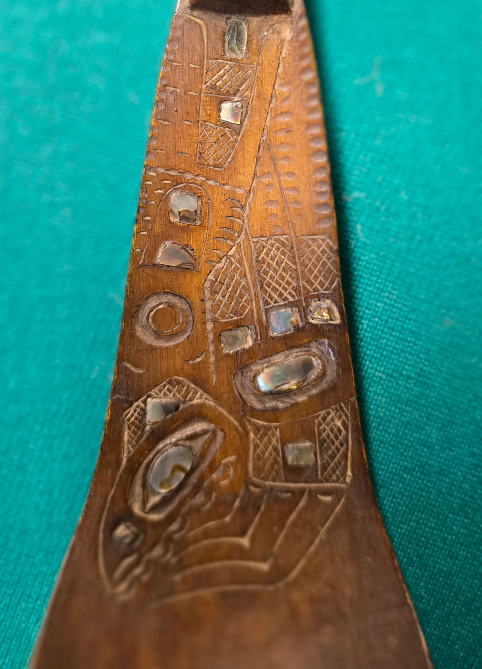 Haida carved horn spoon - 8