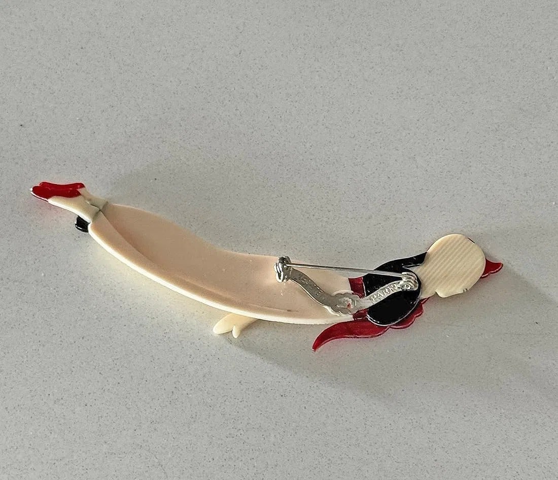 Signed Lea Stein Diving Lady Brooch - 2