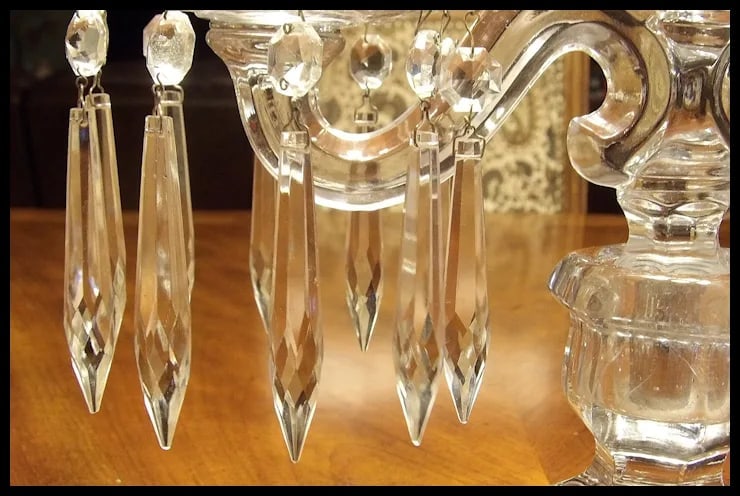 Heisey Old Williamsburg Candelabra #301 Two-Light with Prisms - 12