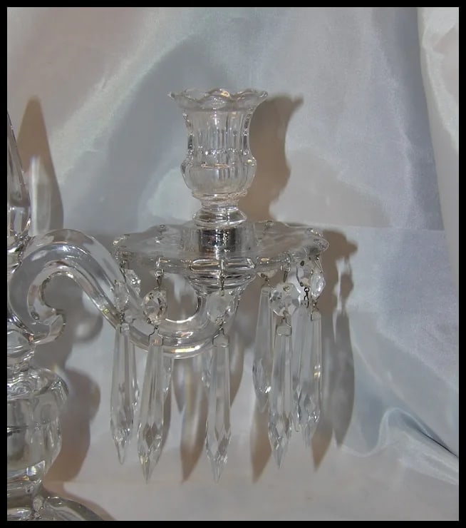 Heisey Old Williamsburg Candelabra #301 Two-Light with Prisms - 6