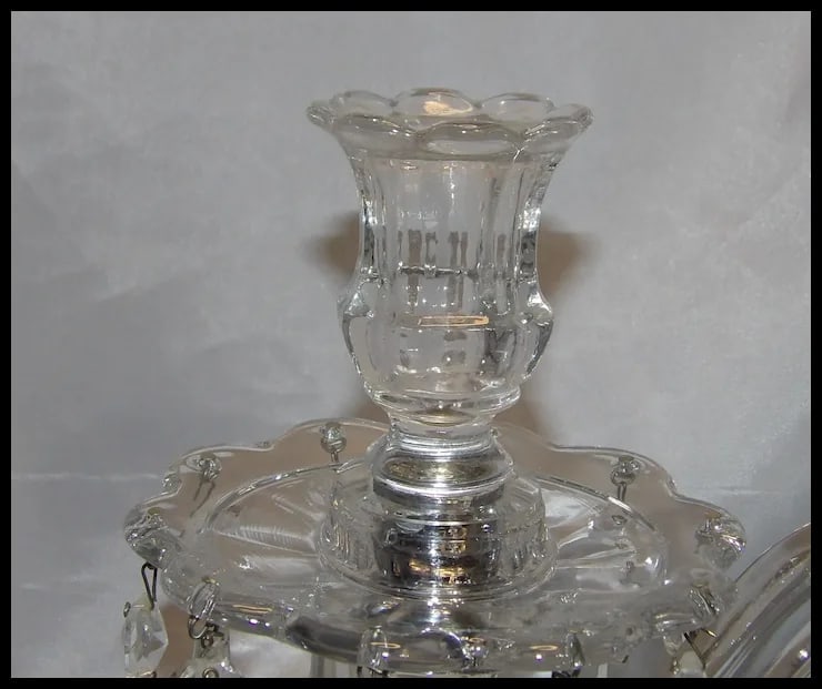 Heisey Old Williamsburg Candelabra #301 Two-Light with Prisms - 8