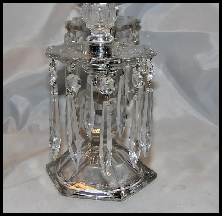 Heisey Old Williamsburg Candelabra #301 Two-Light with Prisms - 9