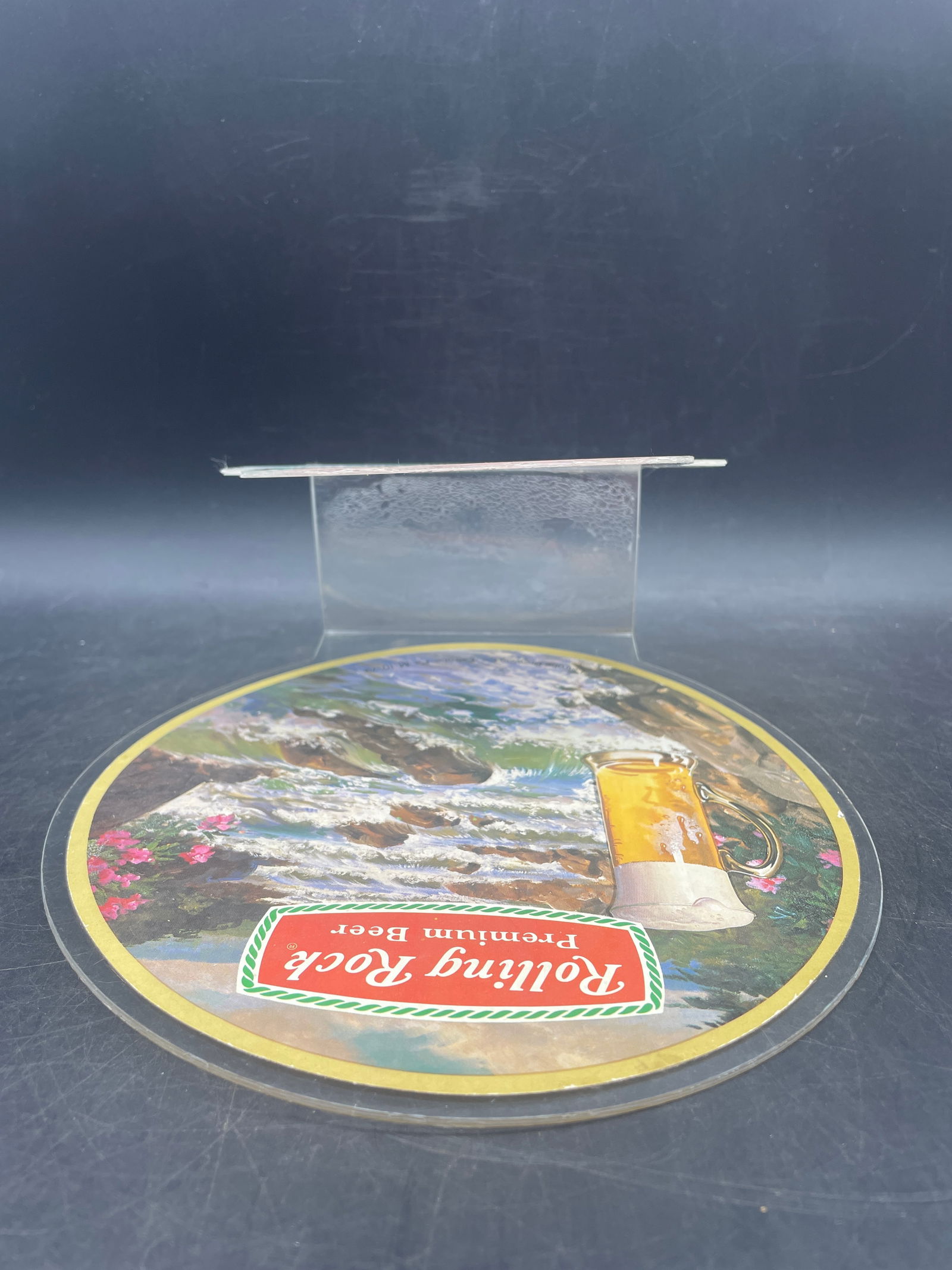 1970s RARE ROLLING ROCK PREMIUM BEER CLEAR PLASTIC NAPKIN HOLDER - 7