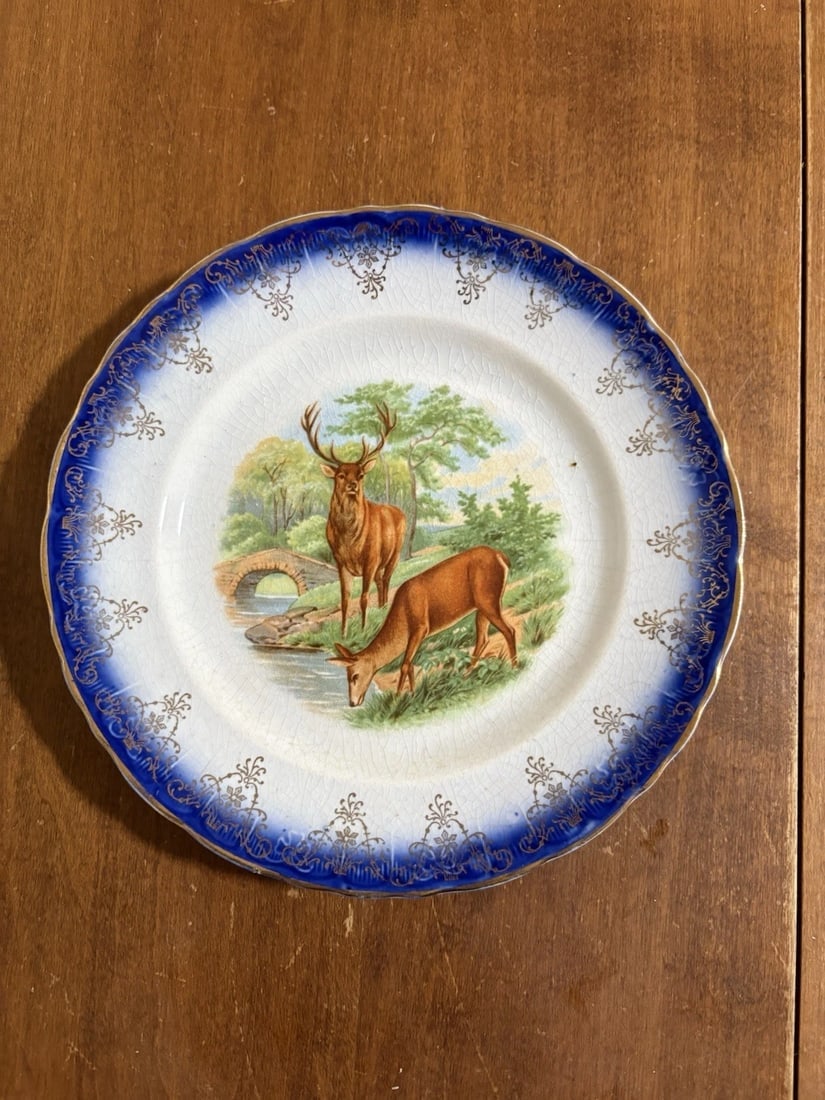 10 Flow Blue Stag Plates - 12