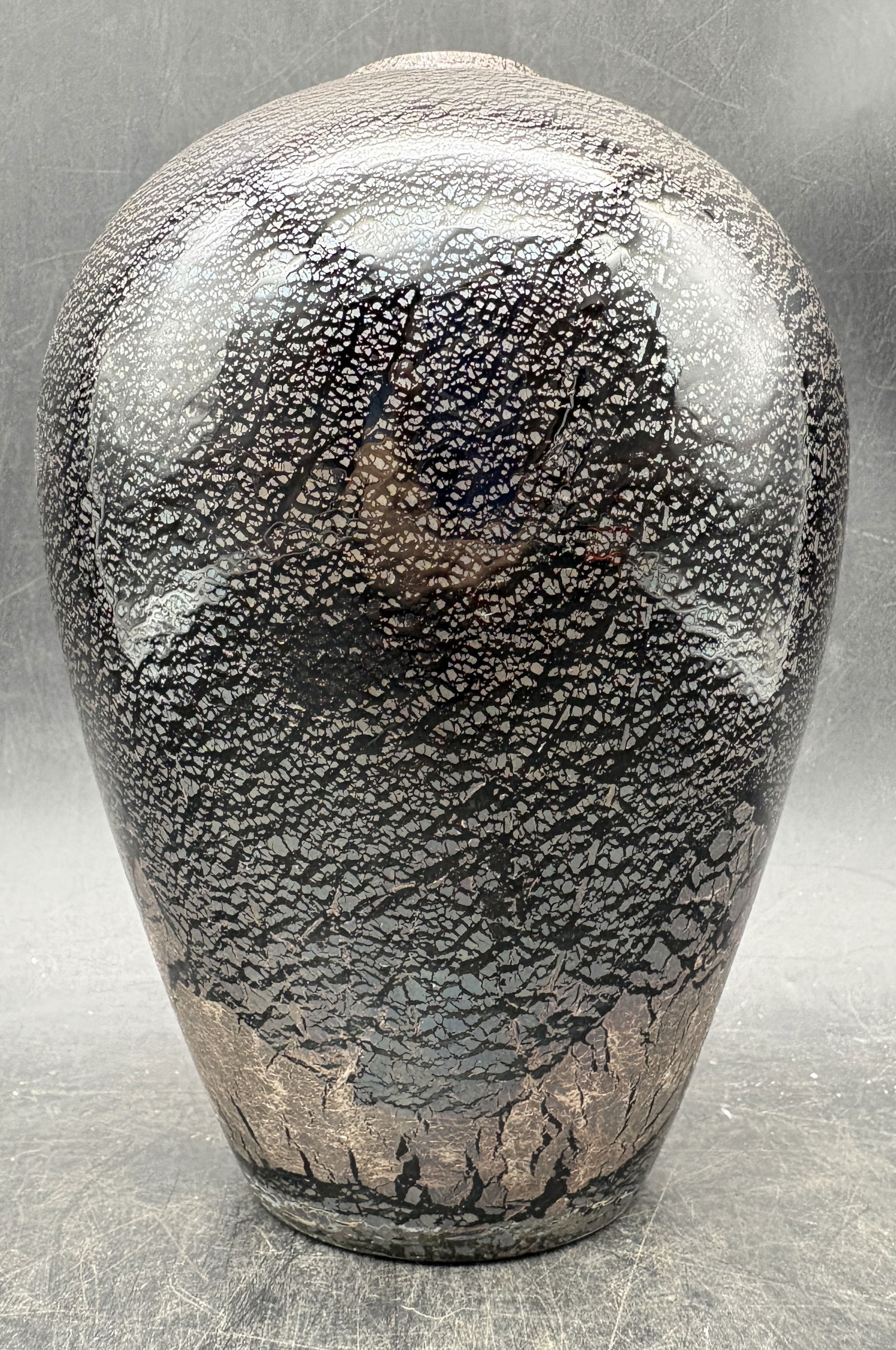 Vintage Larry Laso For Mikasa Black & Bronze Glaze Vase by Laslo Japan - 7" Tall - 3