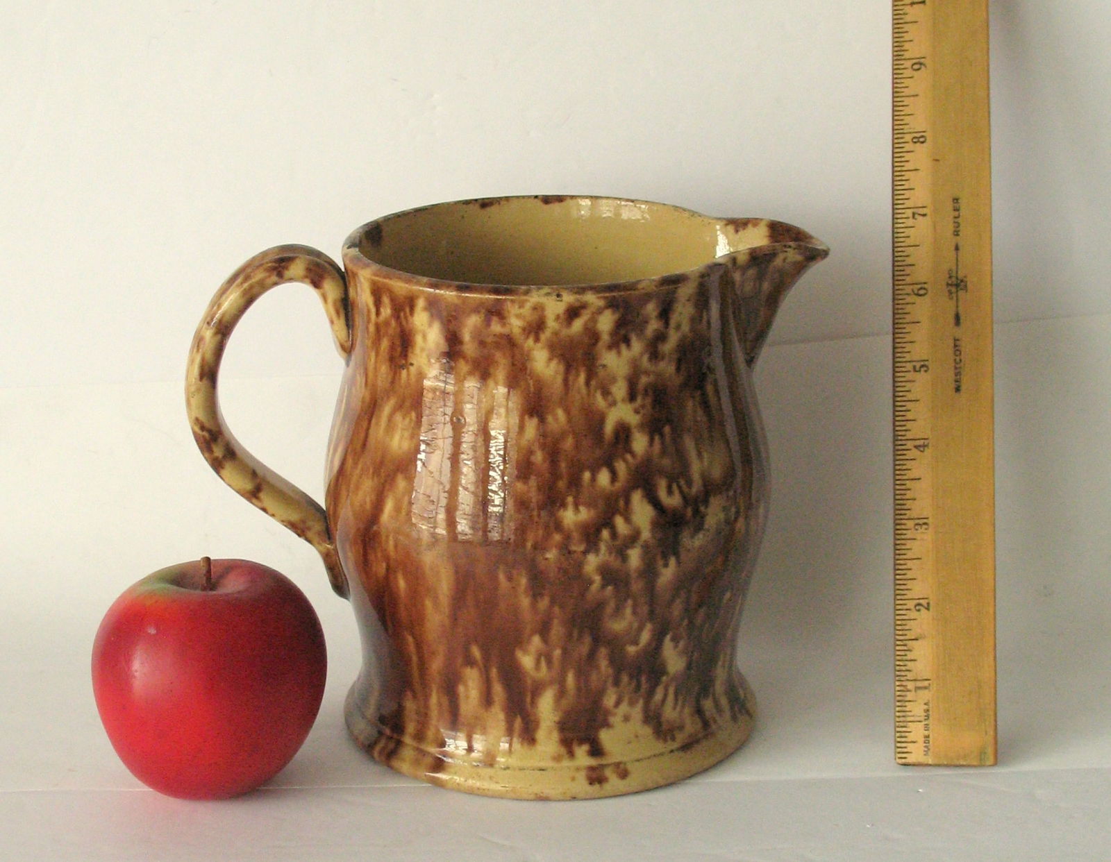 Antique yellow ware cream pitcher. - 4