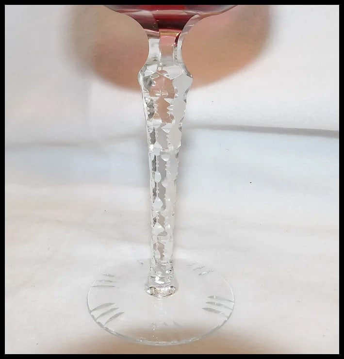 Bohemian Cut to Clear Cranberry Wine Hock - 3
