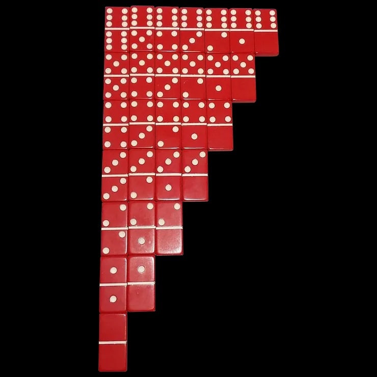 Vintage Standard Size Crisloid Red Plastic Dominoes: Vintage Crisloid Plastics Red Dominoes with case. The case has cracks and scuffs as pictured. Dominoes are in good, played with condition. A little history: Established in the industrial belly of Broo