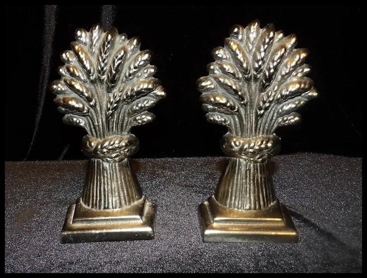 Polished Stainless Steel Wheat Sheaves Bookends - 2