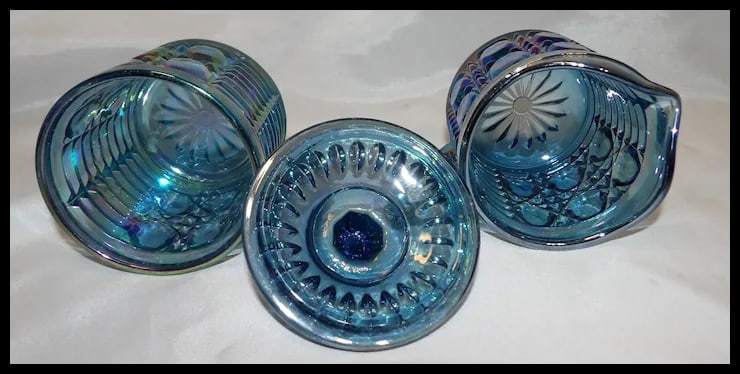 Indiana Glass Windsor Blue Carnival Glass Sugar and Creamer - 8