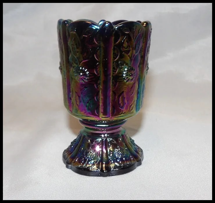 Fenton Amethyst Paneled Daisy Carnival Glass Toothpick Holder - 3