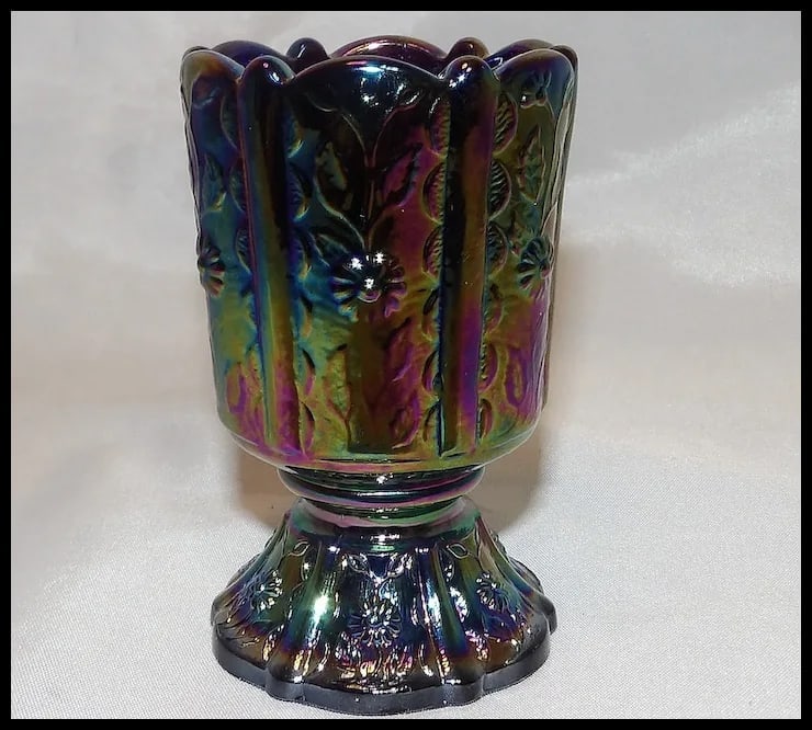 Fenton Amethyst Paneled Daisy Carnival Glass Toothpick Holder - 4