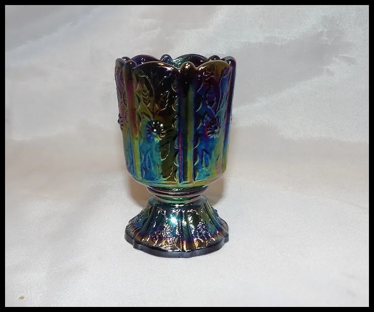 Fenton Amethyst Paneled Daisy Carnival Glass Toothpick Holder - 5