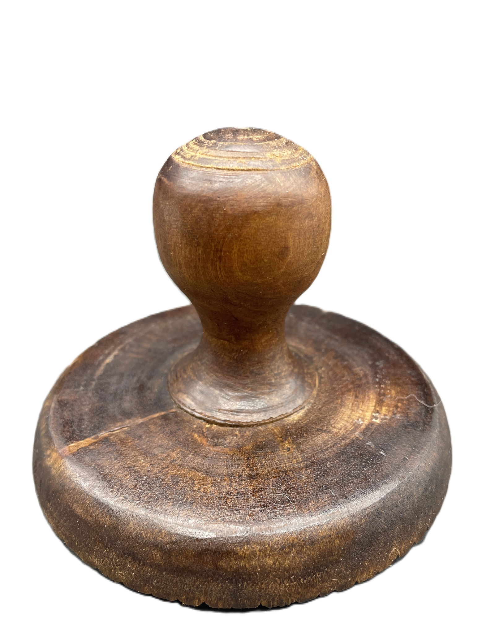 Antique 4.25" ACORN BUTTER STAMP Mold Print Treen Carved Wood Primitive - 2