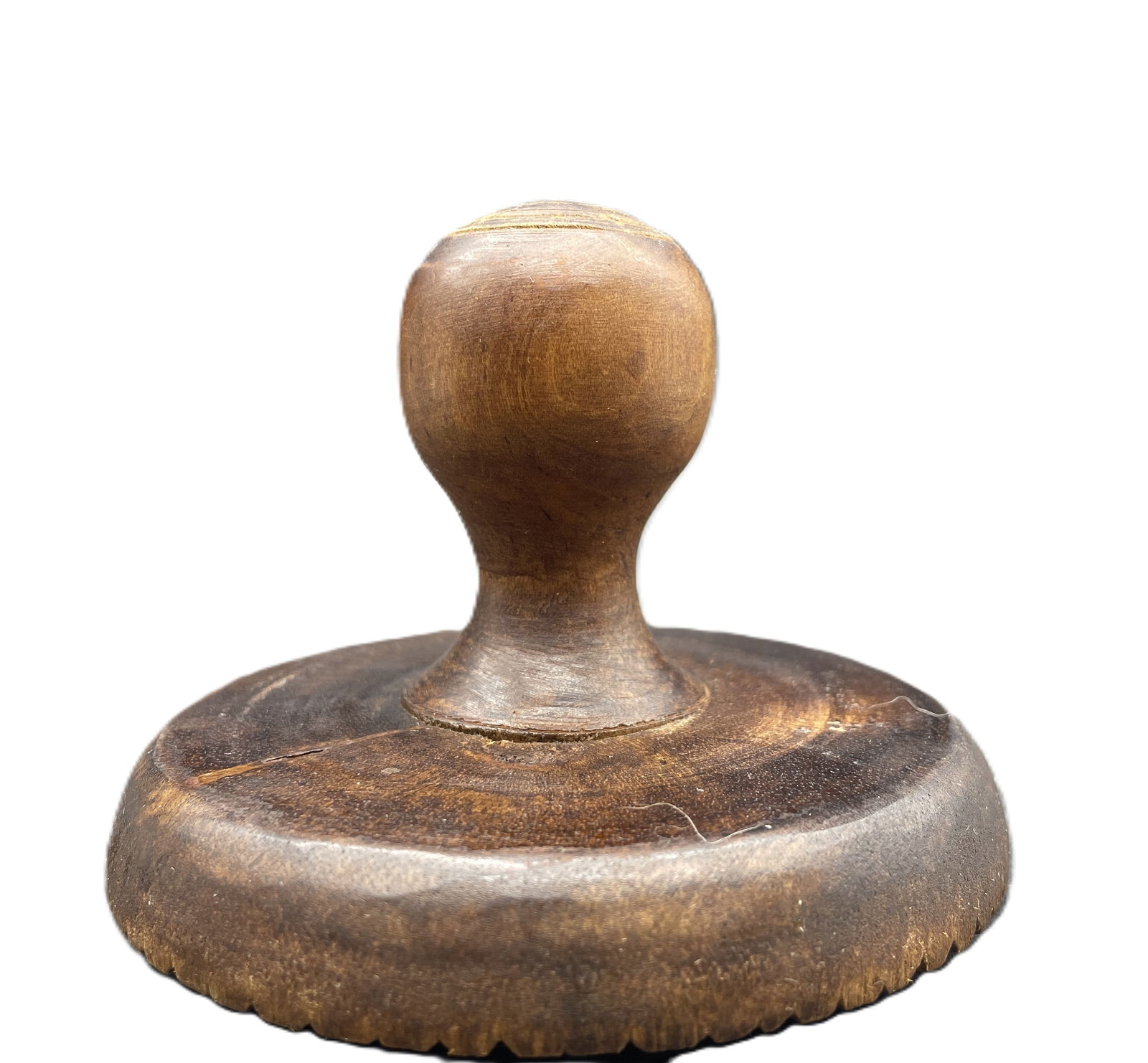 Antique 4.25" ACORN BUTTER STAMP Mold Print Treen Carved Wood Primitive - 3