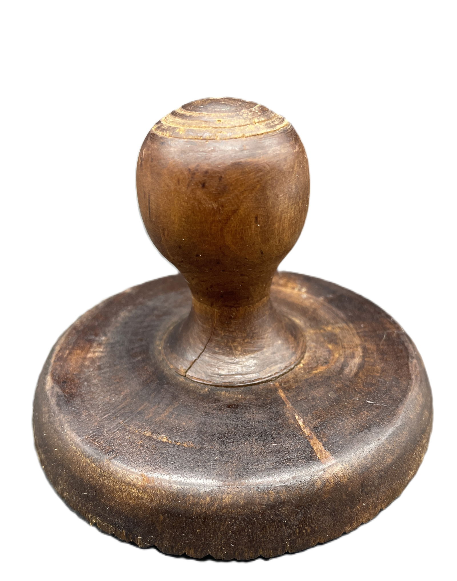 Antique 4.25" ACORN BUTTER STAMP Mold Print Treen Carved Wood Primitive - 5