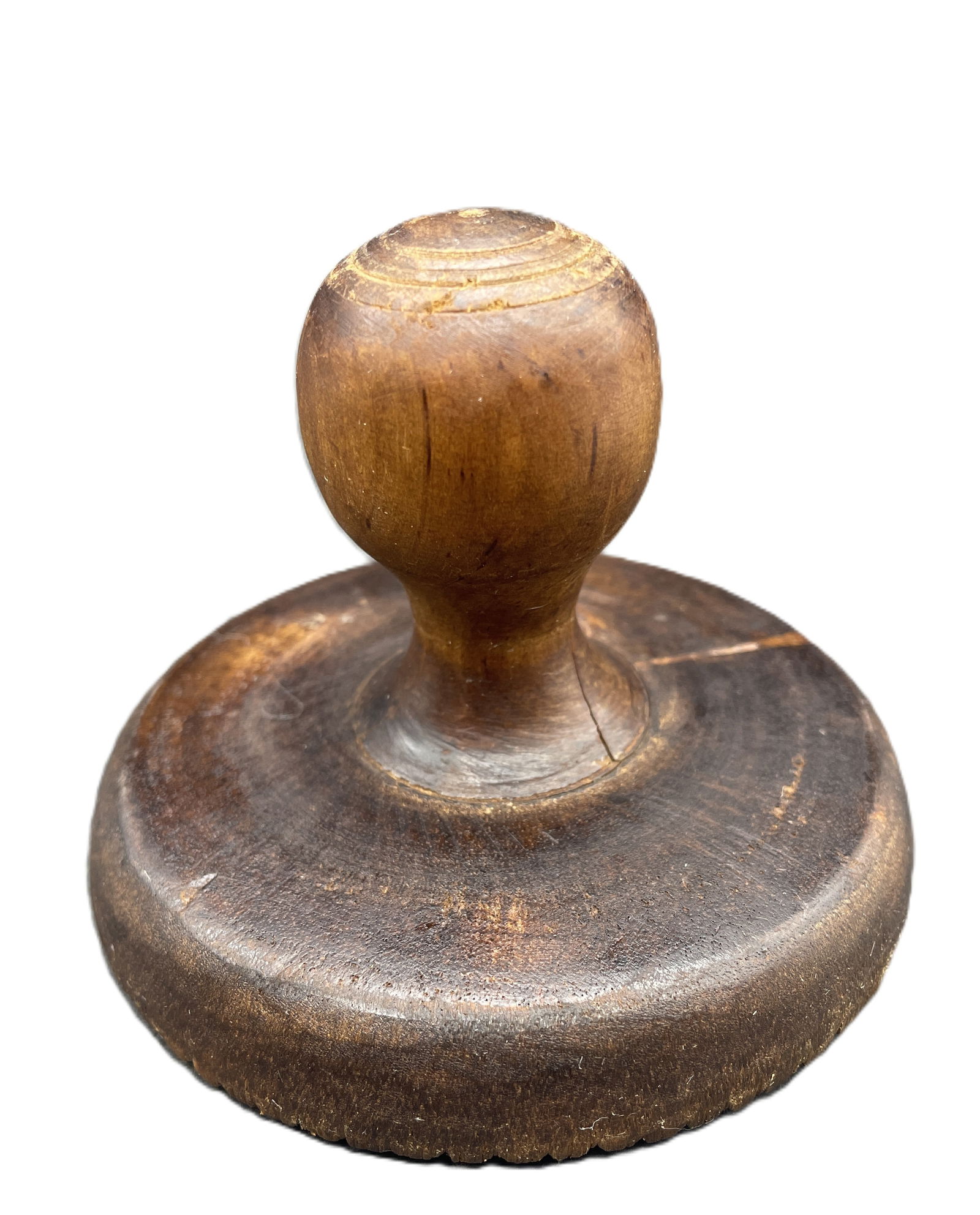 Antique 4.25" ACORN BUTTER STAMP Mold Print Treen Carved Wood Primitive - 6