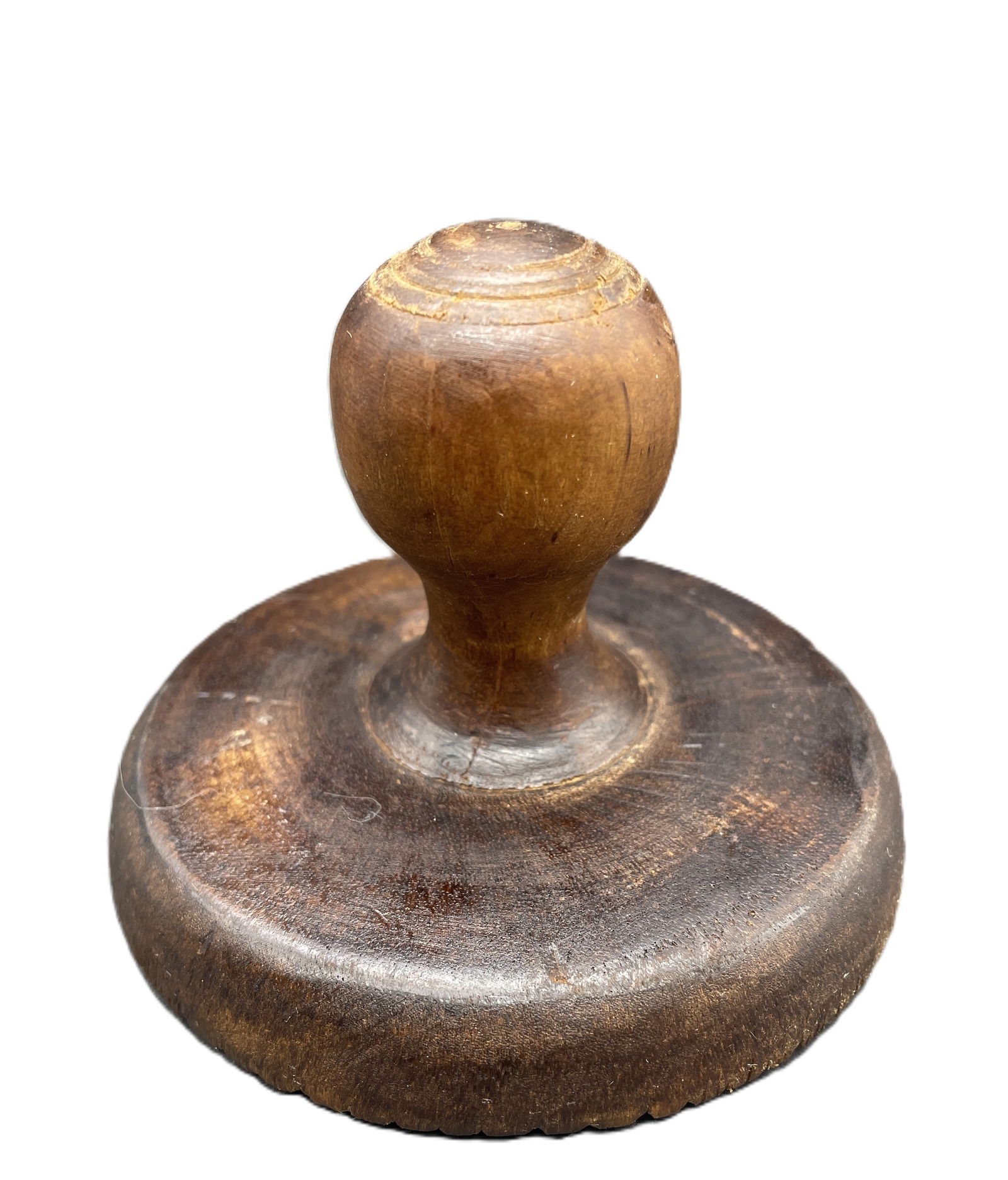 Antique 4.25" ACORN BUTTER STAMP Mold Print Treen Carved Wood Primitive - 7