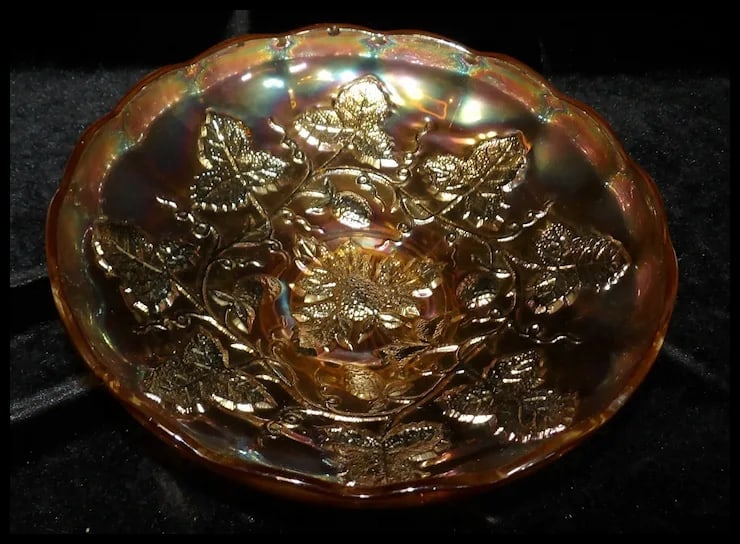 Rare Millersburg 8 ¼” Footed Strawberry Wreath Marigold Bowl - 3