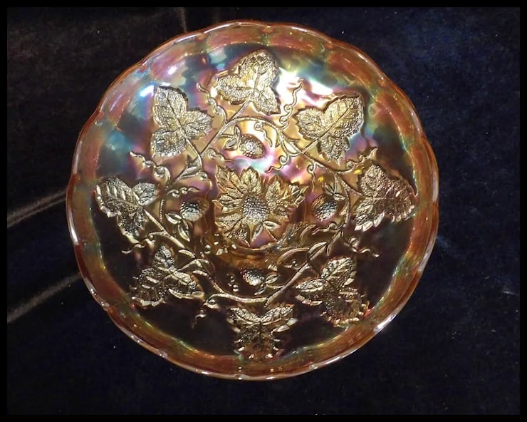 Rare Millersburg 8 ¼” Footed Strawberry Wreath Marigold Bowl - 4