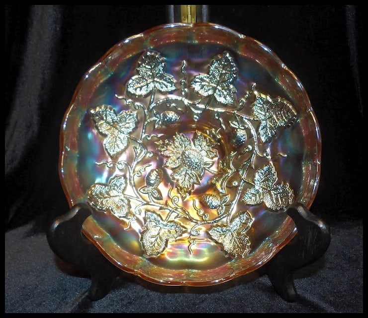 Rare Millersburg 8 ¼” Footed Strawberry Wreath Marigold Bowl - 6