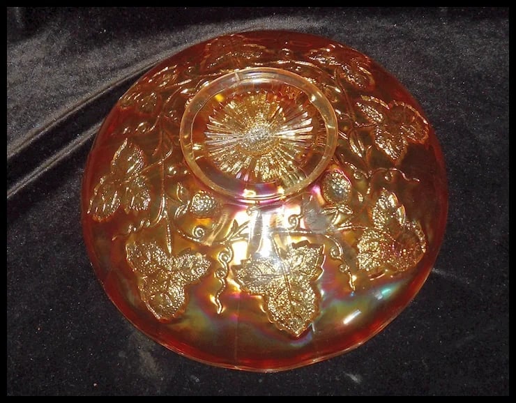 Rare Millersburg 8 ¼” Footed Strawberry Wreath Marigold Bowl - 7