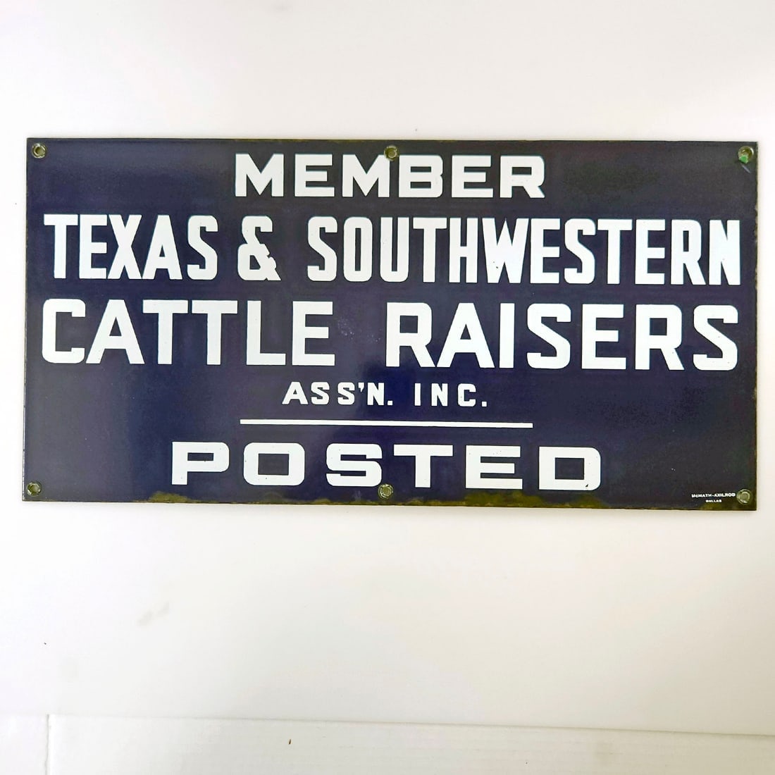 Member Texas & Southwestern Cattle Raisers Assn Inc Posted Porcelain on Metal Sign (1 of 9)