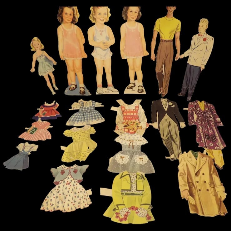 Vintage 1940s SALLY & SUE Paper Dolls with clothes