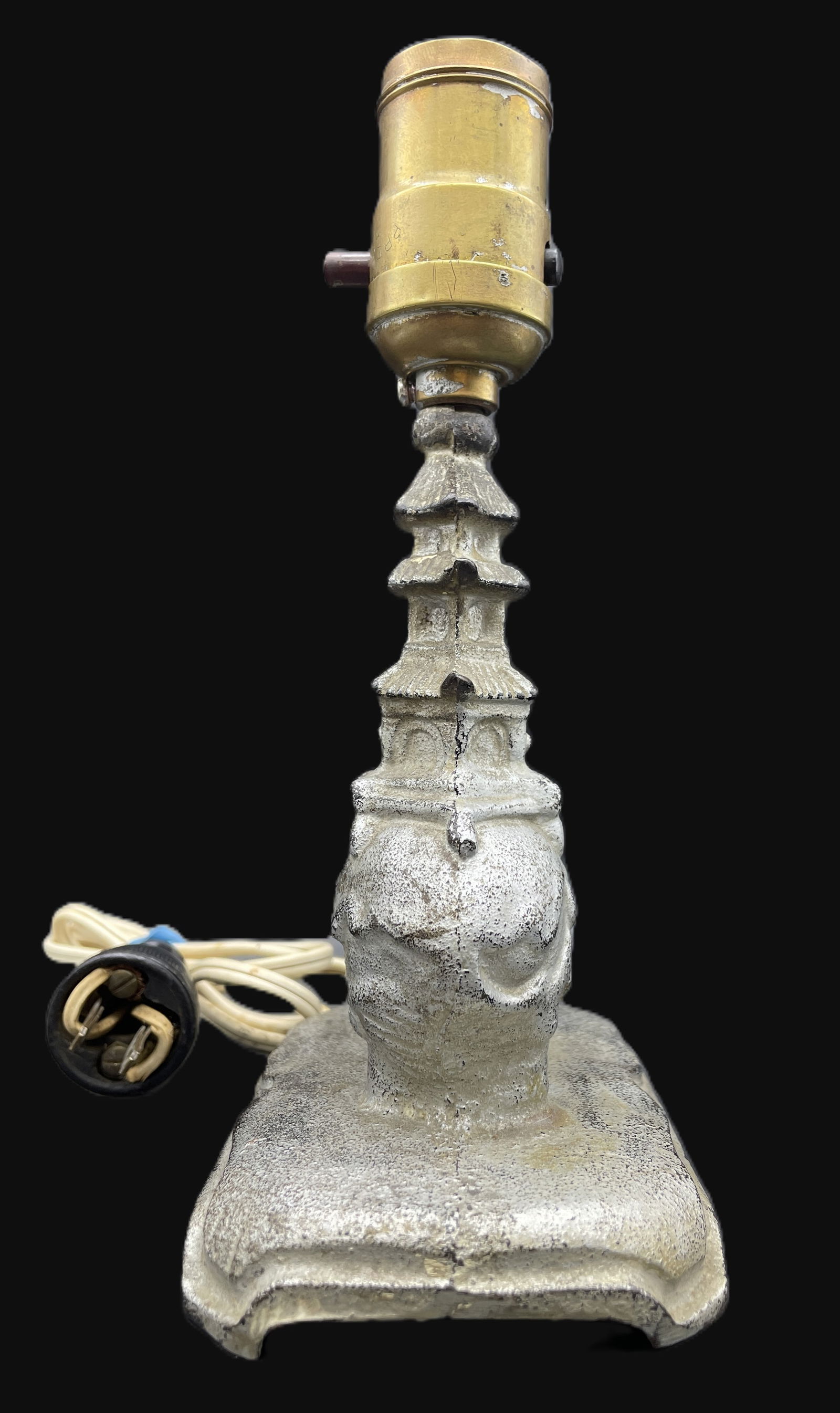 Cast Iron Art Deco Nouveau Arts & Craft Elephant Pagoda Lamp - 6