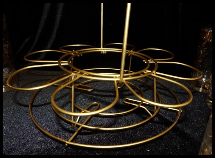 Signed Vito Bari 6 Gold Crest 22kt Gold Leaf Highball Glasses with Ice Bucket and Stand - 6