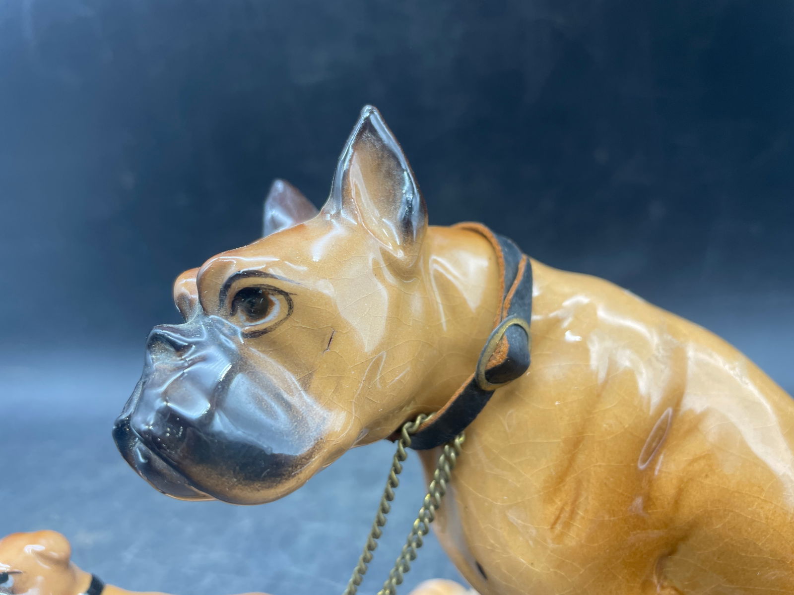 LG Boxer Dog and Pup on Leash Figurine Japan - 4