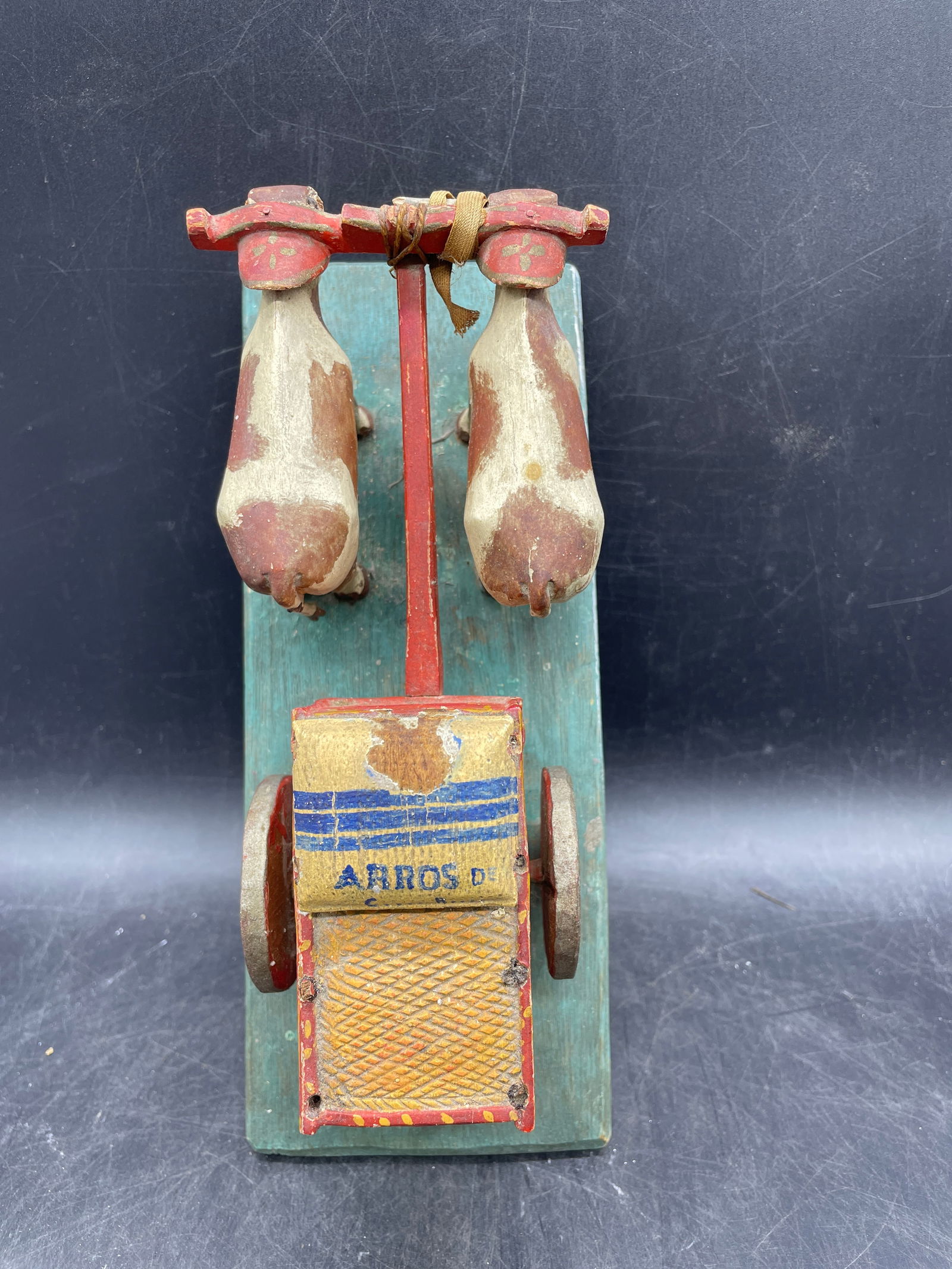 Primitive Folk Art Double Oxen Cart Wagon Handmade - 5