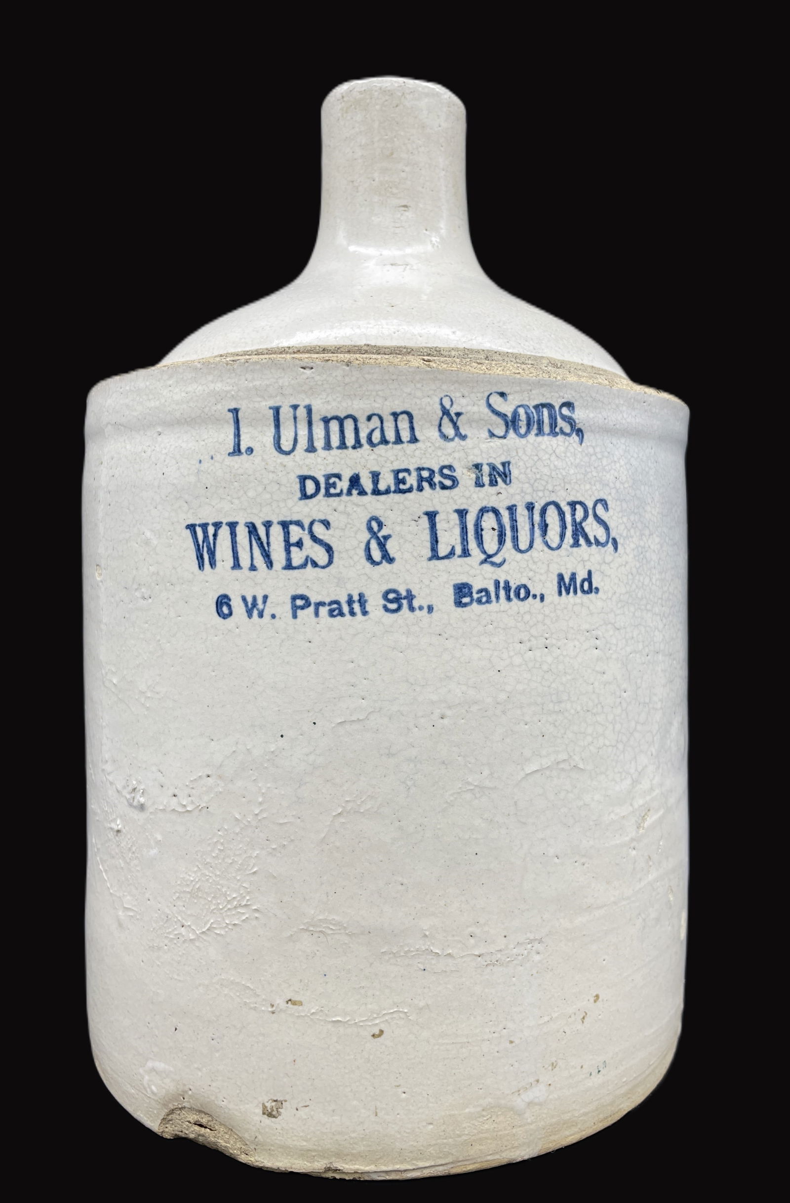 EARLY 1900'S L. ULMAN & SONS Advertising STONEWARE Jug BALTIMORE (1 of 8)