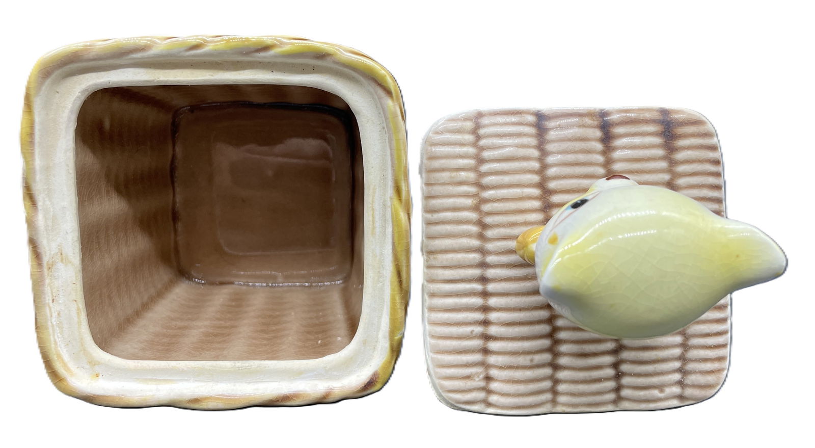 Vintage Tilso Jamin Jelly Jar Ceramic Cat In Wicker Basket - Made in Japan - 7