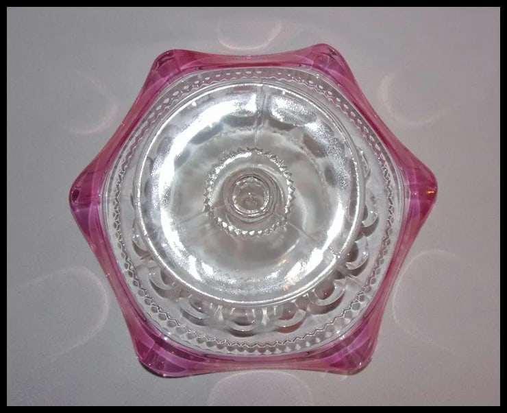 Vintage Tiffin-Franciscan Cranberry Flashed Kings Crown Footed Nut or Candy Plate - 6